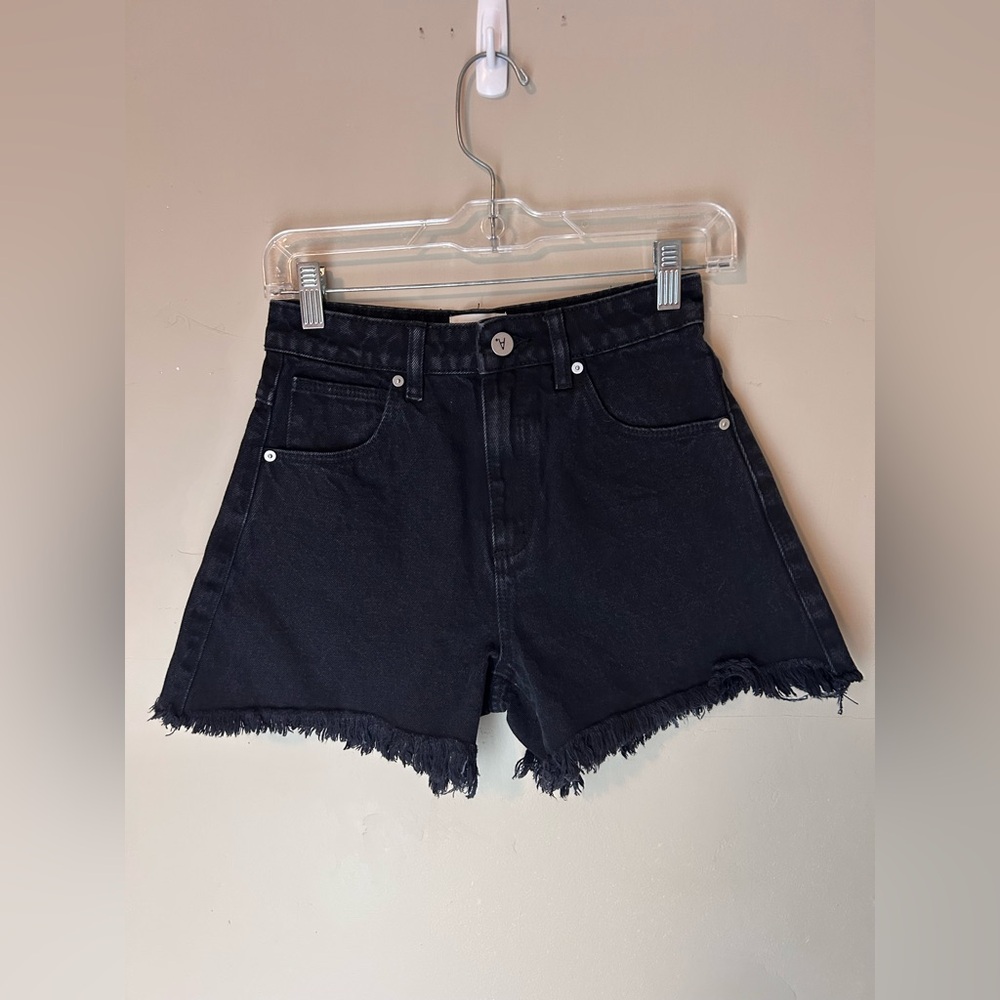 Abrand Venice Short High Rise Fringe Hem Black Wash Size 24 Grunge - Picture 3 of 14
